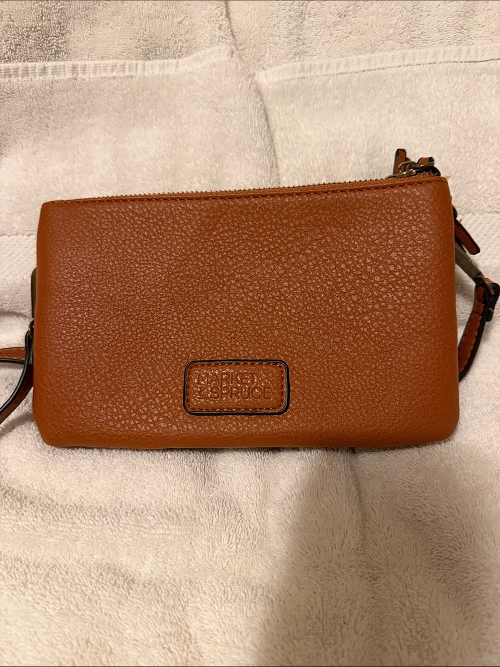 Market & Spruce Cognac Pebbled Leather Crossbody Bag